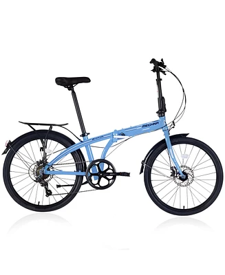 Simplie Fun 24" Folding City Bike Aluminum Frame 7 Speed Folding Bike