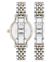 Anne Klein Women's Quartz Roman Numeral Two-Tone Alloy Metal Bracelet Watch Set, 24mm - Silver-Tone/Gold