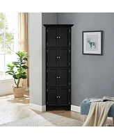 Streamdale Furniture Modern Black Tall Storage Cabinet, 4 Shelves