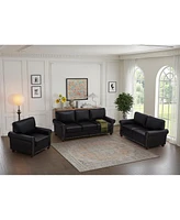 Streamdale Furniture Living Room Sofa With Storage Sofa 1+2+3 Sectional Black Faux Leather