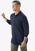 KingSize Big & Tall Longer-Length Long-Sleeve Shrink-Less Piqu Polo