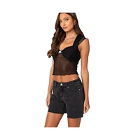 Edikted Women's Devi sheer mesh top