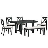 Streamdale Furniture 6-Piece Farmhouse Dining Set with Extendable Table