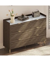 Streamdale Furniture Modern 6-Drawer Dresser with Marble Top