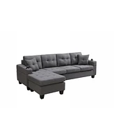 Streamdale Furniture Mega Sectional Sofa Left With Footrest, Convertible Corner Sofa With Armrest Storage, Section