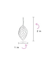 Bling Jewelry Tribal Nature Style Lightweight Open Leaf Feather Drop Dangle Lever back Earrings For Women Sterling Silver