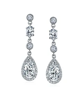 Bling Jewelry Cubic Zirconia Cz Teardrop Long Dangle Chandelier Prom Statement Earrings For Women Sterling Silver