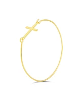 Bling Jewelry Yellow Gold Plated Sterling Silver Sideways Cross Bangle Bracelet