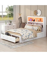 Streamdale Furniture Queen-size Hydraulic Storage Bed with Led Headboard