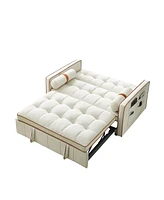 Streamdale Furniture Modern 55.5" Pull Out Sleep Sofa Bed 2 Seater Loveseats Sofa Couch With Side Pockets