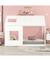 Streamdale Furniture Full Size House Bed With Roof And Window