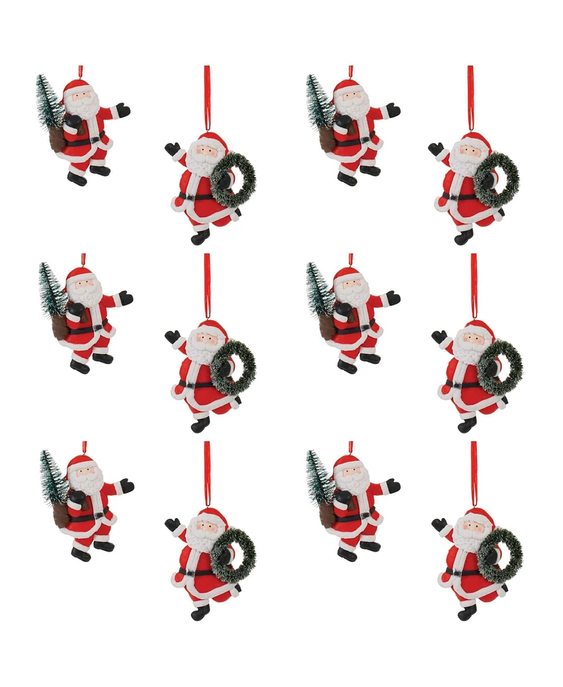 Slickblue Set of 12 Santa Ornaments for Festive Holiday Cheer