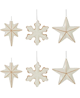 Slickblue Star and Snowflake Ornament Festive Holiday Decoration for Christmas Trees (Set of 6)