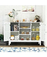Gymax Wood Tv Stand Entertainment Media Center Console for Tv up to 50'' White