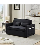 Streamdale Furniture Linen Loveseat Sleeper with Pull-Out Bed & Pillows