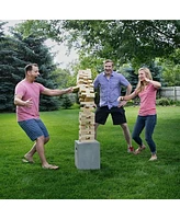 Yard Games Giant Tumbling Timbers 30" Wood Block Stacking Game w/ Case, Natural