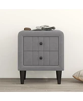 Simplie Fun Upholstered Wooden Nightstand With 2 Drawers, Fully Assembled Except Legs And Handles, Velvet