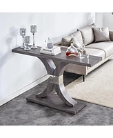 Streamdale Furniture Gray Wood Foyer Table With Stainless Steel Bracket