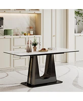 Streamdale Furniture Sintered Stone Composite Glass Top Dining Table