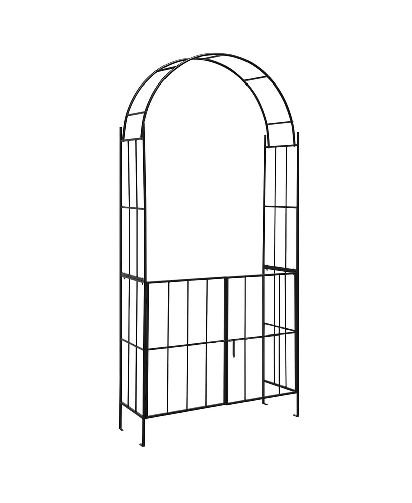 Givimo Garden Arch Arbor Trellis with Gate Patio Plant Stand Archway