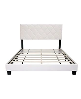 Streamdale Furniture White Queen Size Adjustable Upholstered Bed Frame - Simple and Versatile