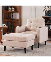 Streamdale Furniture Beige Armchair and Ottoman Set - Comfortable, Stylish, Ideal for Living Room or Bedroom