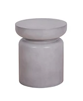 Faux Concrete Texture 17 Inch Height Accent Table For Indoor And Outdoor