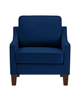 Streamdale Furniture Navy Velvet Accent Armchair with Wooden Legs