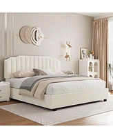 Simplie Fun Lift Up Beige Velvet Full Size Bed