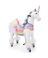 Jumbl Lil Ride on Horse, Kids Ride on Toy w/Realistic Sounds & Wheels (Rainbow)