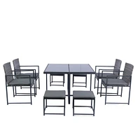 9-Piece Outdoor Dining Set with Space Saving Rattan Chairs