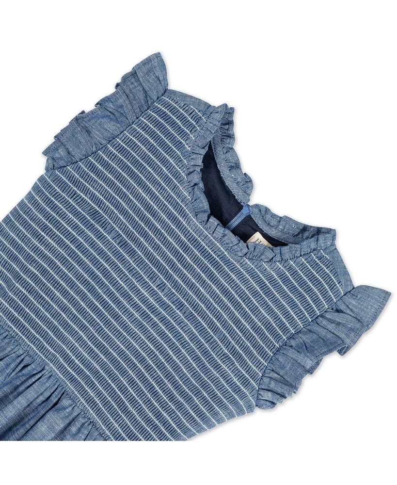 Hope & Henry Toddler Girls Organic Flutter Sleeve Smocked Bodice Chambray Dress