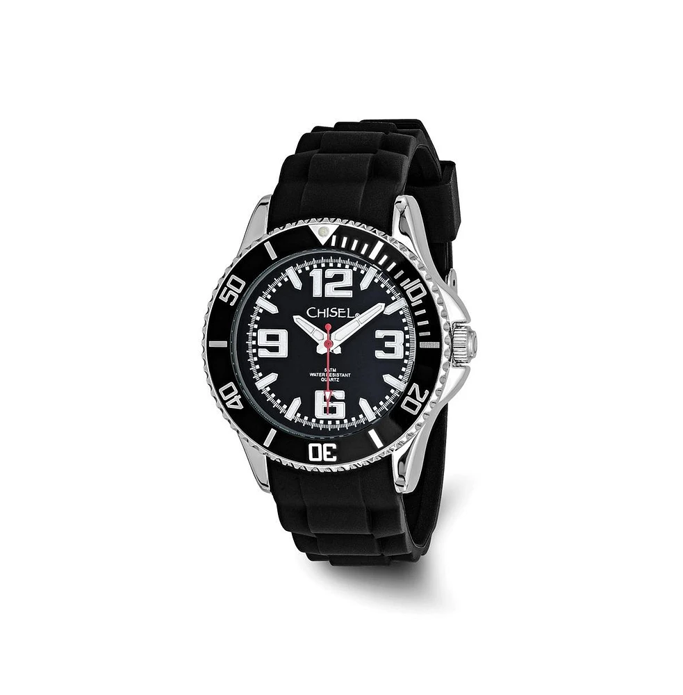 Chisel 44mm Black Silicone Strap Watch