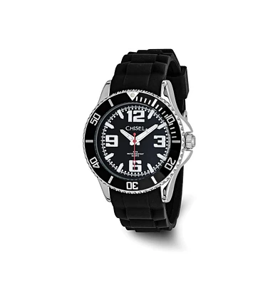 Chisel 44mm Black Silicone Strap Watch