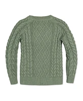 Hope & Henry Boys Organic Long Sleeve Raglan Fisherman Cable Sweater