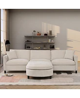 Simplie Fun 107.87'Sectional Sofa Couch With 1 Ottoman