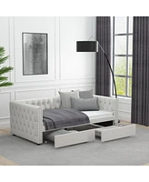 Streamdale Furniture Velvet upholstered twin daybed with drawers