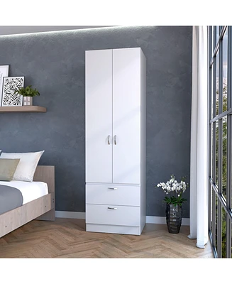 Fm Furniture Tall Mayer Wardrobe in Melamine with Two Doors and Two Drawers