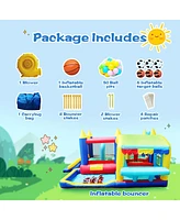 7-in-1 Inflatable Bouncy House with Ball Pit