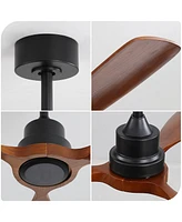48" Matte Black Ceiling Fan with Remote Control, No Light