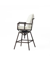Northrup Pipe Outdoor Swivel Barstool with Water-Resistant Cushions