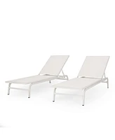 Simplie Fun Premium Outdoor Mesh Chaise Lounge Set for Relaxation and Comfort