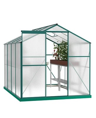 Simplie Fun Sturdy 4mm Polycarbonate Greenhouse with Aluminum Frame and Sliding Door