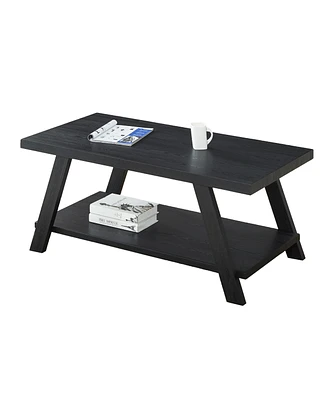 Simplie Fun Replicated Wood Shelf Coffee Table in Black Finish