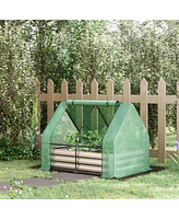 Streamdale Furniture Galvanized Raised Garden Bed with Greenhouse Cover for Plant Protection