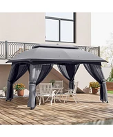 Streamdale Furniture Spacious Outdoor Gazebo with Mesh Netting for Group Activities and Protection