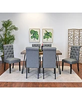 7-Piece Dining Set, Hairpin Dining Table with 6 Chairs, 4 Color Options