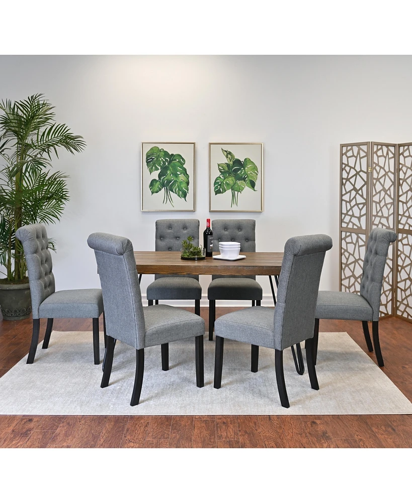 Simplie Fun 7-Piece Dining Set, Hairpin Dining Table with 6 Chairs