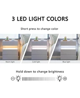 Modern Led Nightstand with 3 Drawers and Multi-Color Rgb Lighting