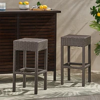Milton Wicker Backless Bar Stool